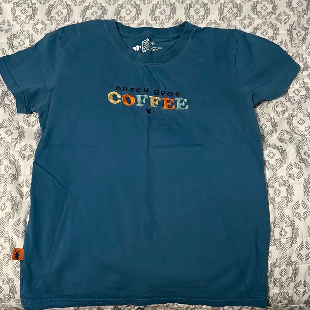 Blue Dutch bros shirt, size medium